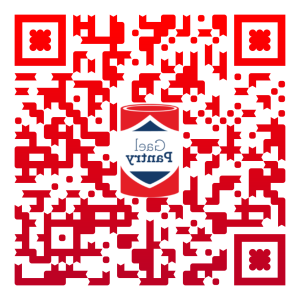 图像 of red QR code with the GaelPantry logo in the center