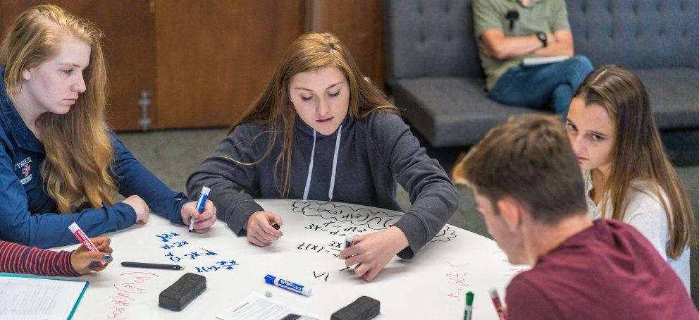 Students in the STEM Center studying together